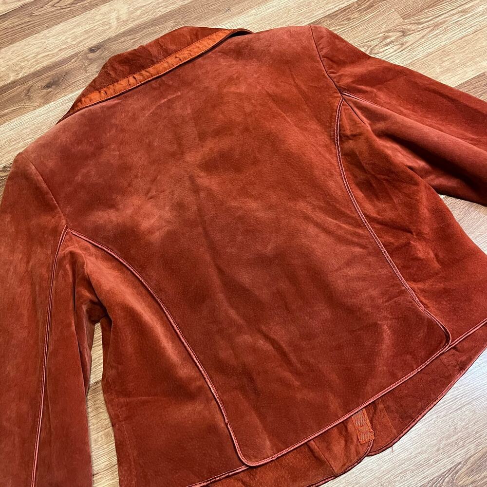 Di Vita Suede Moto Blazer Jacket Size 8 Burnt Orange - Picture 9 of 16